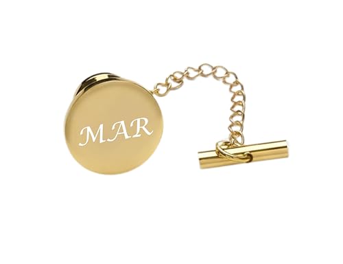 Personalized Gold Circle Tie Pin Engraved Free - Custom Men's Accessory - Gift For Him - Tie Tack Monogram, Free Engraving - Ships from USA