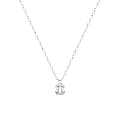 Zeffy Diamond Necklaces for Women, Dainty Gold Necklace 18k Gold Plated Layered Necklaces Simple Gold CZ Diamond Pendant Necklaces for Women Trendy Jewelry Gifts for Girls - color: Silver Solitaire Diamond Necklaces