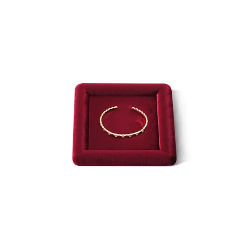 Velvet Jewelry Display Tray for Ring Earrings Necklace Bracelet Flat Tray - color: Red, size: 5.12 × 5.12 in