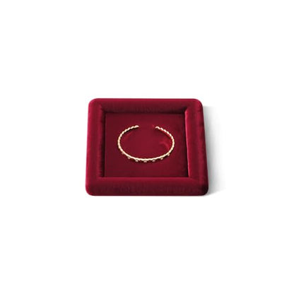 Velvet Jewelry Display Tray for Ring Earrings Necklace Bracelet Flat Tray - color: Red, size: 5.12 × 5.12 in