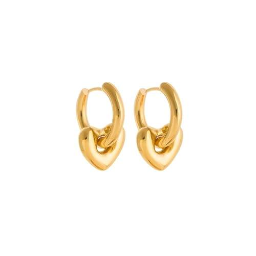 18K Gold Plated Huggie Hoop Earrings for Women, Waterproof Stainless Steel Celestial Moon Star Heart Charm Chunky Everyday Earrings - style: Chunky Heart