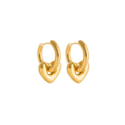 18K Gold Plated Huggie Hoop Earrings for Women, Waterproof Stainless Steel Celestial Moon Star Heart Charm Chunky Everyday Earrings - style: Chunky Heart