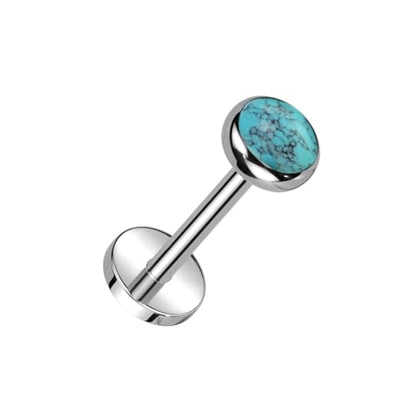 Pierced Owl 18GA ASTM F-136 Implant Grade Titanium Threadless Push-In Bezel Set Natural Stone Flat Back Stud - style: Turquoise