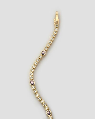 Gold Bracelets for Women, 3mm Cubic Zirconia Tennis Bracelet 7 Inch Gold Jewelry - color: Purple