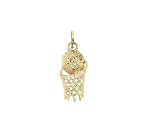 Takar Basketball Hoop Pendant Necklace – 925 Sterling Silver Gold Vermeil with Cubic Zirconia Accents – Sports Jewelry Gift for Basketball Lovers – Made in USA