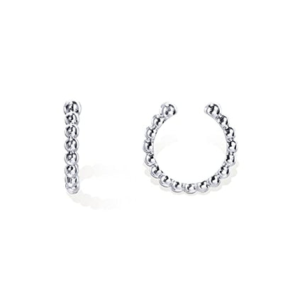 PAVOI 14K Gold Plated 925 Sterling Silver Round Huggie Ear Cuff Earrings for Women | Clip On Cartilage Cuff Earrings - style: Beaded