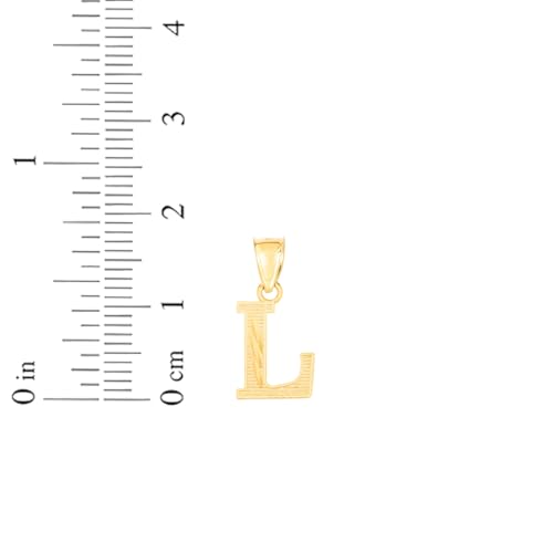 Floreo 10k Yellow Gold 0.45" Personalized Lighting Alphabet Letter A - Z Initial Charm Pendant with optional Extendable Chain Necklace - size: Pendant with Adjustable Chain, 18", style: - L -