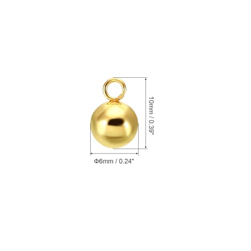 PATIKIL 50pcs Steel Bead Charm, Stainless Steel Ball Bracelet Charm Pendants Metal Round Beads Small Bulk for Jewelry Making - color: Gold Tone, size: 6mm