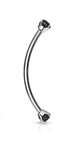 Forbidden Body Jewelry Snake Eyes Piercing Jewelry Tongue, Conch, Belly Button or Eyebrow Rings for Women & Men - 16g Curved Barbell 3mm Clear Crystal Surgical Steel Piercing (1 Pcs - 9/16") - color: Black
