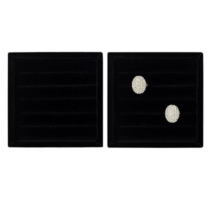 SCIKHETF Velvet Ring Earrings Studs organizer Tray Small Ring Insert Display Tray 5 Slots Stackable (Black) - color: Black