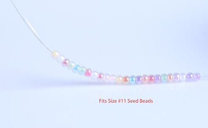 0.6mm Seed Beads Stretchy Bracelet String, 38 Yards Elastic Crystal String,Thin Elastic Beading Cord Pony Beads, Kandi Beads and Friendship Bracelet Making - color: Clear