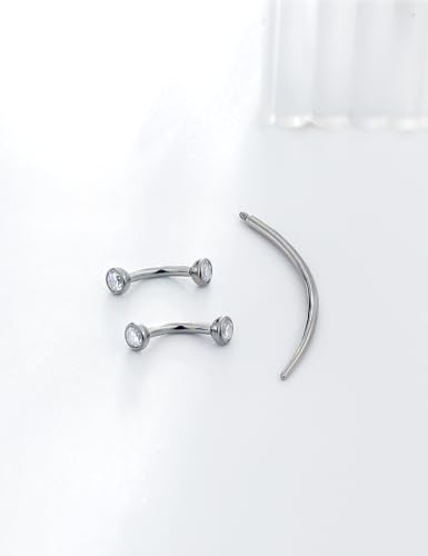 F136 Titanium 16g 6/8/10mm Eyebrow/Rook/Snug/Vertical-Labret/VCH/Snake-Eyes/Anti-Tragus/Christina/Daith/Belly-Button/Bridge/Hood/Surface Curved Barbell Piercing Jewelry for Women Men - color: White, size: 6 mm (1/4 in)