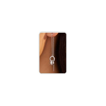 Silver Dangle Earrings Women Dangling Drop Bridesmaid Wedding Prom Jewelry - color: Silver link circle