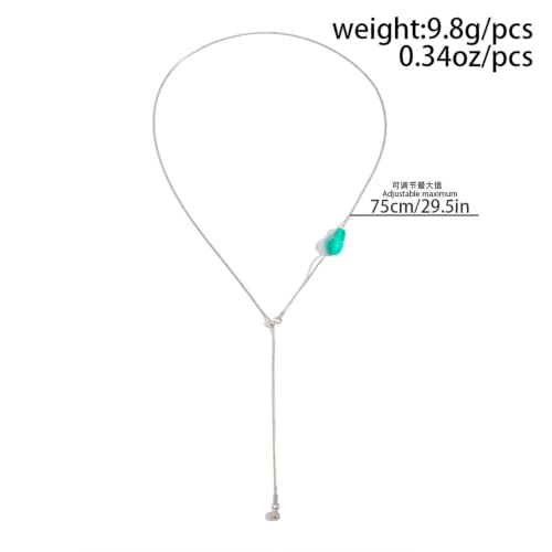 Minimalism Long Chain Y-necklace for Women Fashion Irregular Pendant Adjustable Statement Collarbone Necklace Simple Sweater Chain Holiday Jewelry Gifts - color: Green