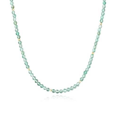 ARSIS Genuine Beaded Gemstone Necklace for Women, Colorful Natural Stone Handmade Bead Choker, Personalized Birthstone Necklace, Boho Summer Beach Necklace Layering Stackable Jewelry Gift - color: Emerald (May)