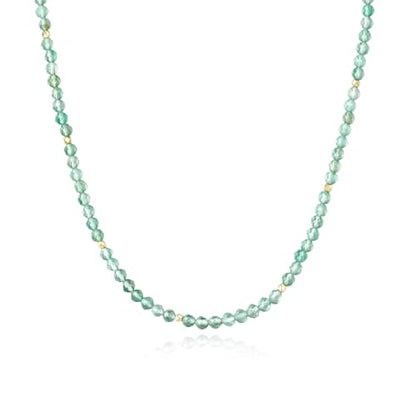 ARSIS Genuine Beaded Gemstone Necklace for Women, Colorful Natural Stone Handmade Bead Choker, Personalized Birthstone Necklace, Boho Summer Beach Necklace Layering Stackable Jewelry Gift - color: Emerald (May)