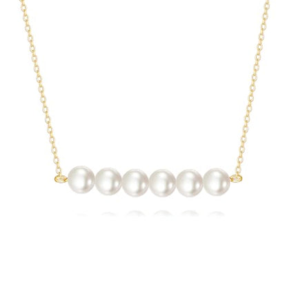 KECHO 14K Real Gold Beads Pendant Necklace Solid Yellow Gold Jewelry Anniversary Birthday Gifts for Women - color: White Pearl 6