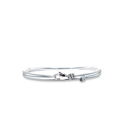 Made by Nami Surfer Anklet with Snap Hook Clasp Waterproof & Adjustable Thin String Ankle Bracelets for Women and Men Handmade Jewelry for Beach and Music Festival Accessories - color: Grey Silver
