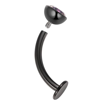 G23 Titanium Belly Jewelry 14G Flat Bottom Floating Belly Button Rings Curved Belly Barbell Navel Ring Belly Piercing 8/10/12/14mm Navel Rings Belly Piercings Jewelry for Women - color: Style1:Black+Vitrail Medium CZ