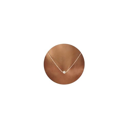 Pearl Necklace for Women- 14K Gold-plated/White Gold-plated Dainty Pearl Necklace for Women - color: Silver single pearl