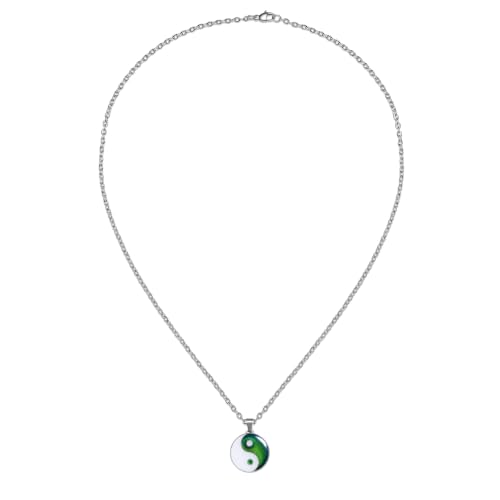 FM FM42 Temperature Sensing Color Changing Pendant Necklace with 19.29" Stainless Steel Rolo Chain - color: Tai Ji