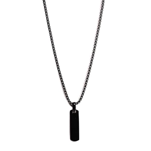 Bar Pendant Necklace for Men & Women, Minimalist Stainless Steel Vertical Bar Chain, Modern Trendy Jewelry with Matte Finish, Simple Pendant Gift for Daily Wear - color: Pendent Black 1