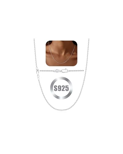 FUNEIA 925 Sterling Silver Necklace for Women Trendy Dainty Real Silver Chain Necklace Simple Thin Box Chain Beaded Chain Snake Chain Herringbone Necklaces Jewelry 14/16/18 Inch - color: 1.3mm Cable Chain