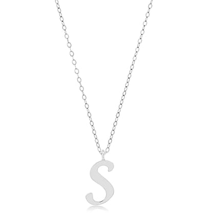 MAX + STONE 10k Solid White or Yellow Gold Dainty Script Initial Extendable Necklace, 16+2 inches - style: 10k White Gold / Letter S