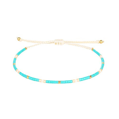 KELITCH Women Friendship Bracelet Seed Beads Miyuki Thin Strand Bracelets Adjustable Boho Jewelry - color: Green 62N