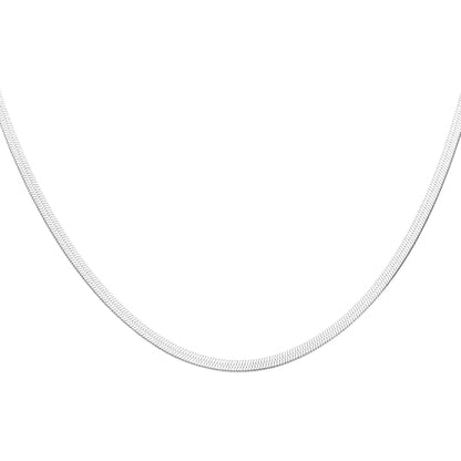 HARFINGTON Herringbone Necklaces Stainless Steel Snake Chain Necklace Adjustable Flat Chain for Jewelry Gift - color: Silver, size: 22" x 0.16"