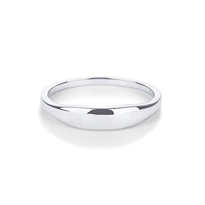 PAVOI 14K Gold Plated Chunky Signet Ring for Women | Women's Stackable Bands - color: White Gold, size: 8