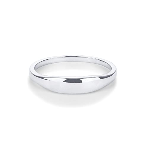 PAVOI 14K Gold Plated Chunky Signet Ring for Women | Women's Stackable Bands - color: White Gold, size: 6