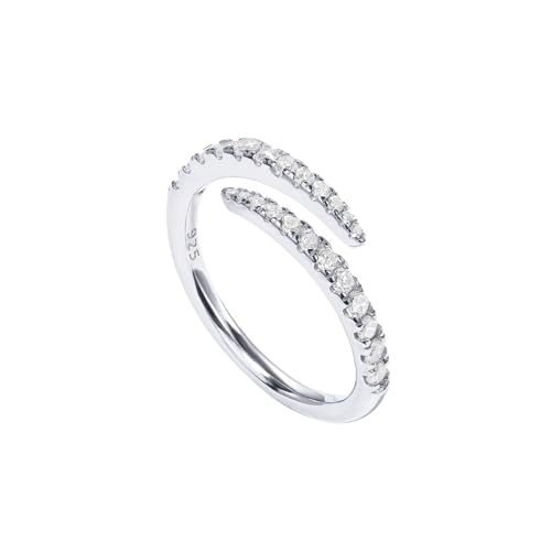 PAVOI 14K Gold Plated Cubic Zirconia Open Twist Eternity Band for Women - color: White Gold, size: 5