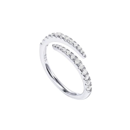 PAVOI 14K Gold Plated Cubic Zirconia Open Twist Eternity Band for Women - color: White Gold, size: 9