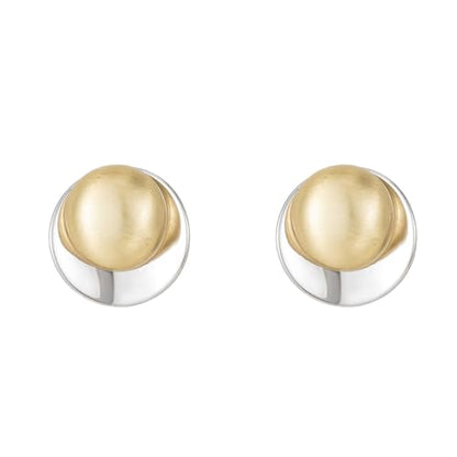 Geometric Chunky Stud Earrings for Women,Thick Brashed Matte Brass Metal Lightweight Dainty Trendy Statement Two-Tone Jewelry Earrings - color: Gold
