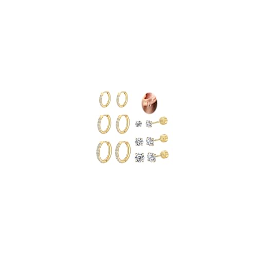Surgical Steel Small Gold Huggie Hoop Earrings for Women Hypoallergenic - color: D-14k Gold Plated