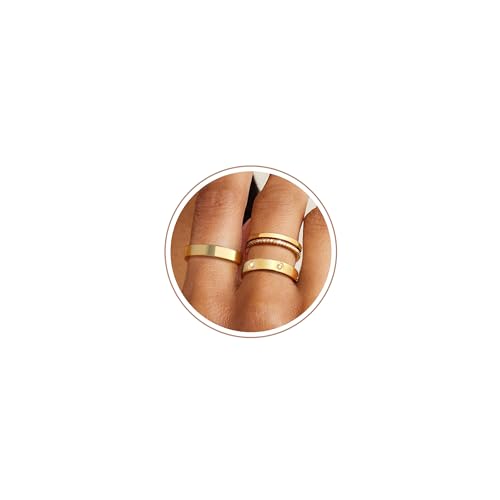 Gold Rings for Women Non Tarnish Dainty 14K Gold Plated Stackable Rings for Women Cubic Zirconia Ring Set Wedding Bands Thumb Love Engagement Rings Size 5-11