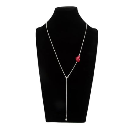 Minimalism Long Chain Y-necklace for Women Fashion Irregular Pendant Adjustable Statement Collarbone Necklace Simple Sweater Chain Holiday Jewelry Gifts - color: Red