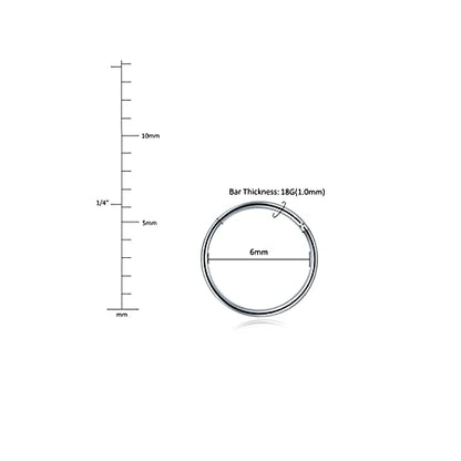 Aumeo 14G 16G 18G 20G Nose Ring Hoop Stainless Steel Hinged Segment Rings Hoops Nose Clicker Ring Tragus Helix Cartilage Daith Rook Earring Piercing Jewelry for Women Men - style: 5pcs 18g 6mm mixed colors