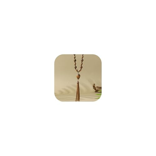 Wood Bead Heart Necklace for Women Amber Color Resin Heart Pendant Natural Wooden Beaded Necklace Boho Long Vacation Jewelry Gift - color: A1:brown wooden necklace