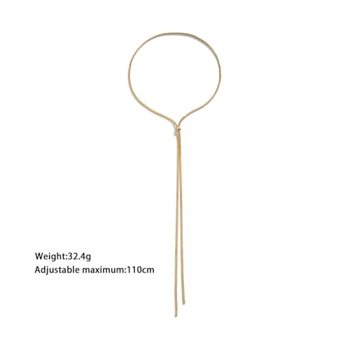 FUTIMELY Dainty Long Gold Necklace for Women,Thin Herringbone Chain Necklace,Long Lariat Necklace Body Jewelry - color: Gold