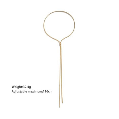 FUTIMELY Dainty Long Gold Necklace for Women,Thin Herringbone Chain Necklace,Long Lariat Necklace Body Jewelry - color: Gold