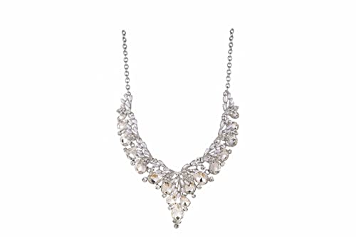 Jewelry Set for Women, Statement Necklace Dangle Earrings Bracelet Ring, White/KC Gold Plated Jewelry Set with Rhinestone Pearl Crystal Wedding Party Jewelry for Bridal Bridesmaid - color: White-Platinum Plated
