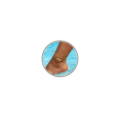 Sterling Silver Ankle Bracelets for Women Gold Waterproof Non Tarnish Beaded Chain Layered Stacking Dainty Butterfly Plus Size Large Anklet Summer Beach Vacation Jewelry Gift - color: gold2