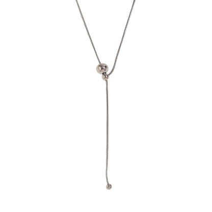 Lariat Necklaces for Women, Dainty Minimalist Knotted Rope Design Pendant Long Y Necklaces 18k Gold Plated Trendy Chain Jewelry - color: Silvery, style: Bead