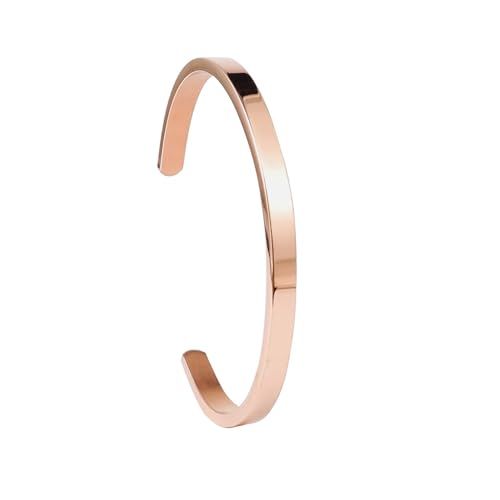 Stainless Steel Open Bangle Bracelet for Women 6mm/8mm Fashion Adjustable Wristband - color: C-Rose Gold, size: 6mm