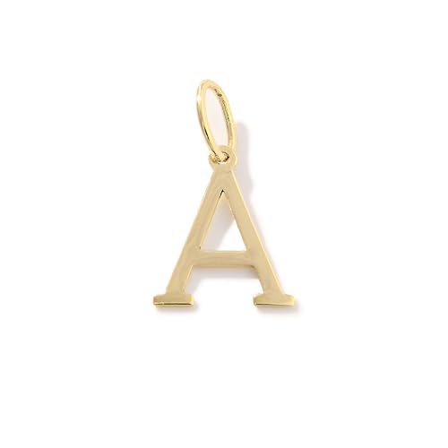 14K Solid Gold Initial Letter Charm Pendant for Women - Personalized Block Letter Add On Charm (A to Z All Letters) - color: A
