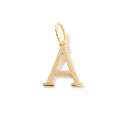14K Solid Gold Initial Letter Charm Pendant for Women - Personalized Block Letter Add On Charm (A to Z All Letters) - color: A
