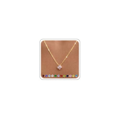 Calimt Dainty Clover Birthstone Gold Necklace for Women CZ 14K Gold Plated | Non Tarnish,Diamond Pendant Necklace,Trendy adjustable necklace,stack CZ Necklace, Bridesmaid Birthday prom Christmas Gift - color: Pink