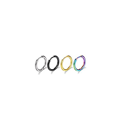 Surgical Stainless Steel Hoop Earrings 8mm/10mm/12mm Small Huggie Hoop Earrings for Women and Men - color: B: Diameter 10mm (4 Color),4 Pairs